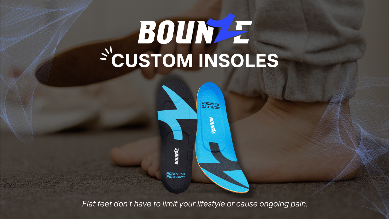 BOUNZE custom insoles for flat feet providing arch support and comfort