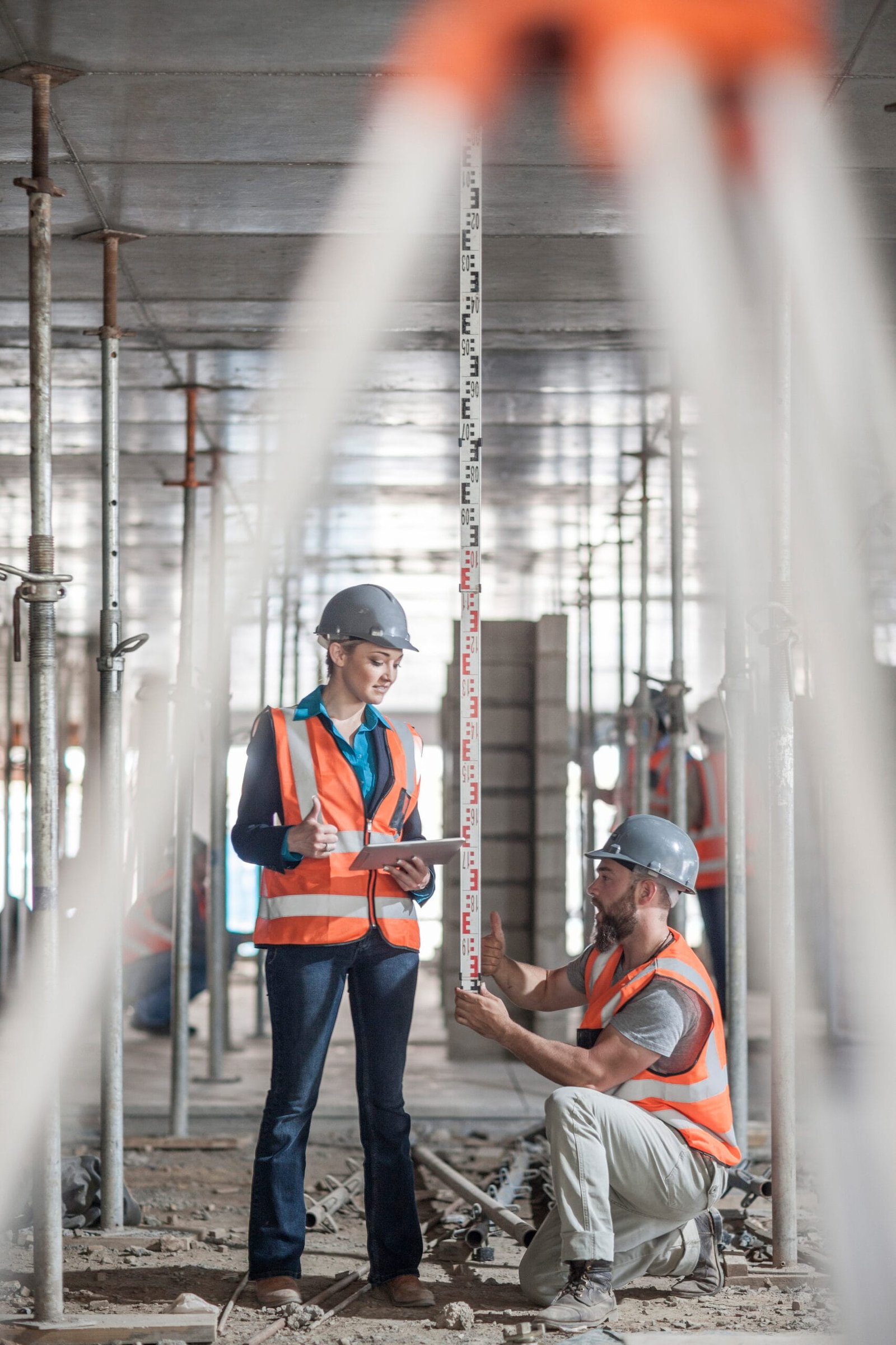 View of engineers working with supportive insoles