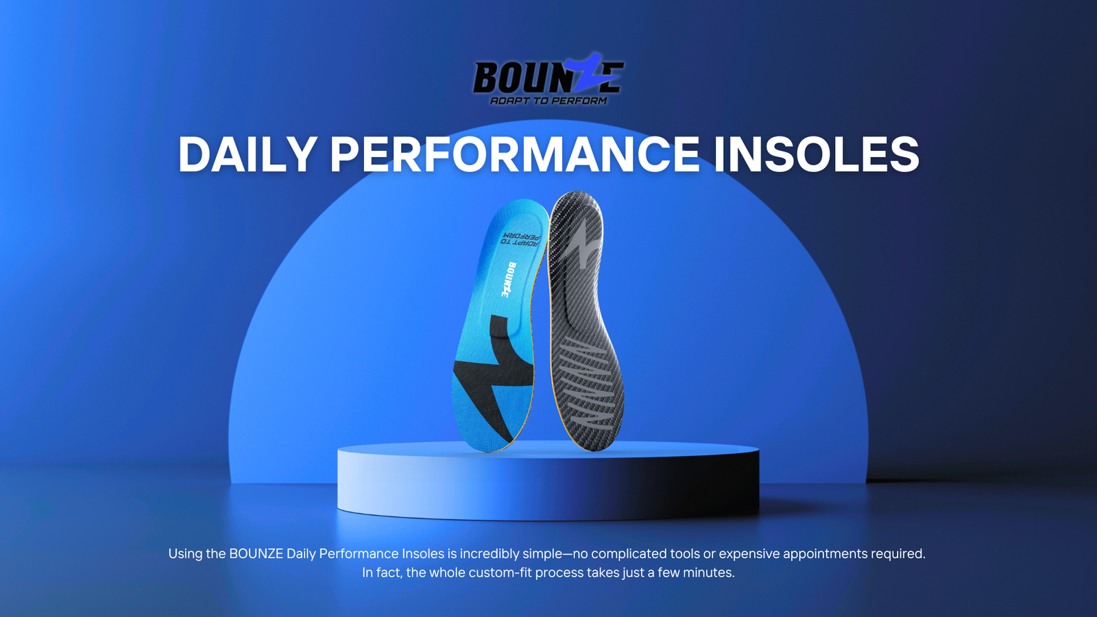 BOUNZE daily performance insoles placed in stage for better view