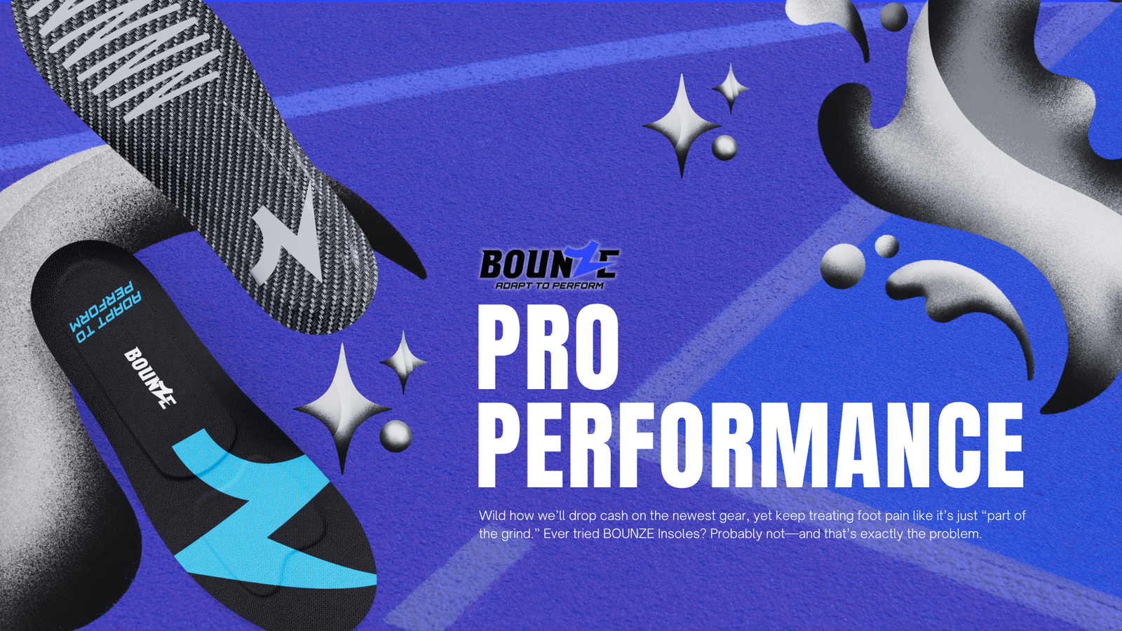Bounze insoles pro performance marketing design featuring its features with performance technology for intense games comfort and support