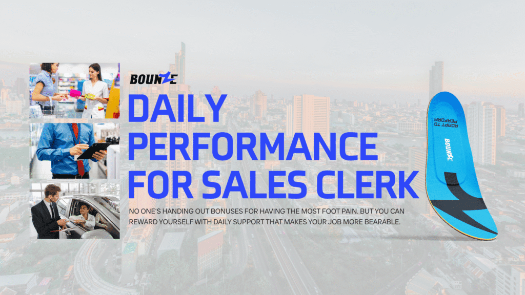 Multiple sales clerk standing confidently in their respective store, representing foot comfort during long shifts with custom insoles.