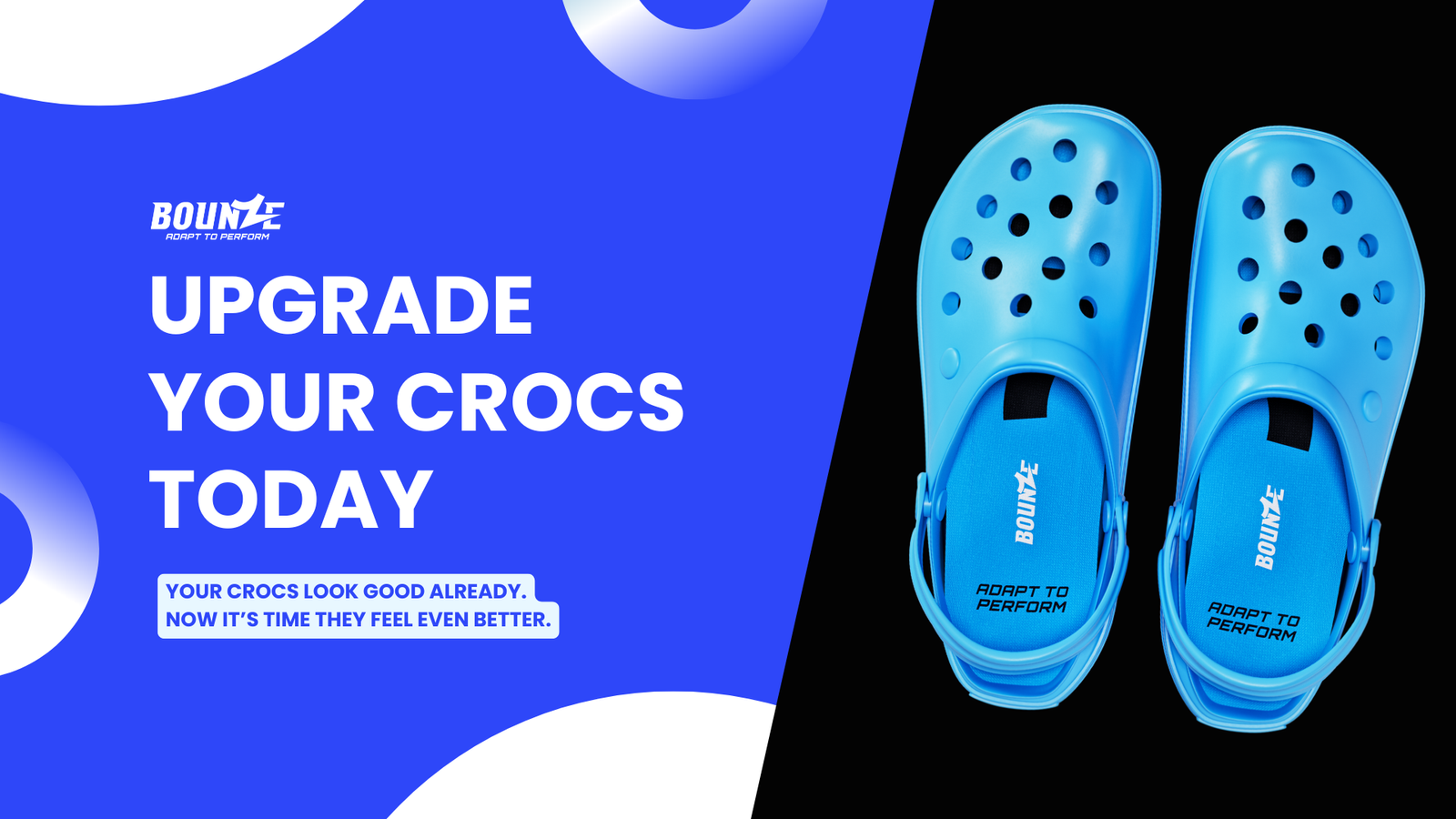 Blue Crocs with custom insoles upgrade for enhanced comfort and foot support