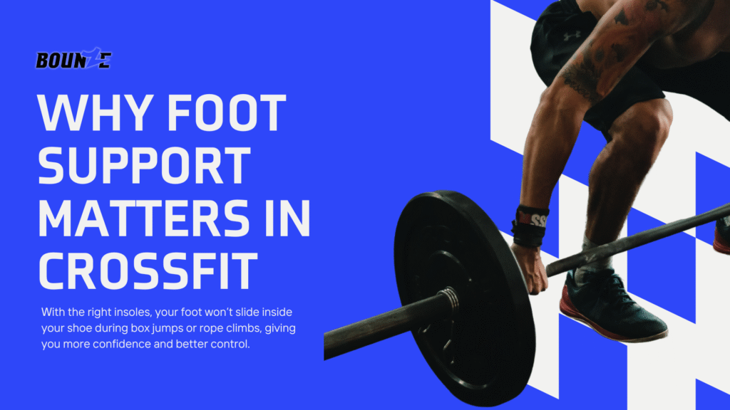 Banner showing why foot support matters in crossfit, highlighting the benefits of crossfit performance insoles for stability and control during workouts.